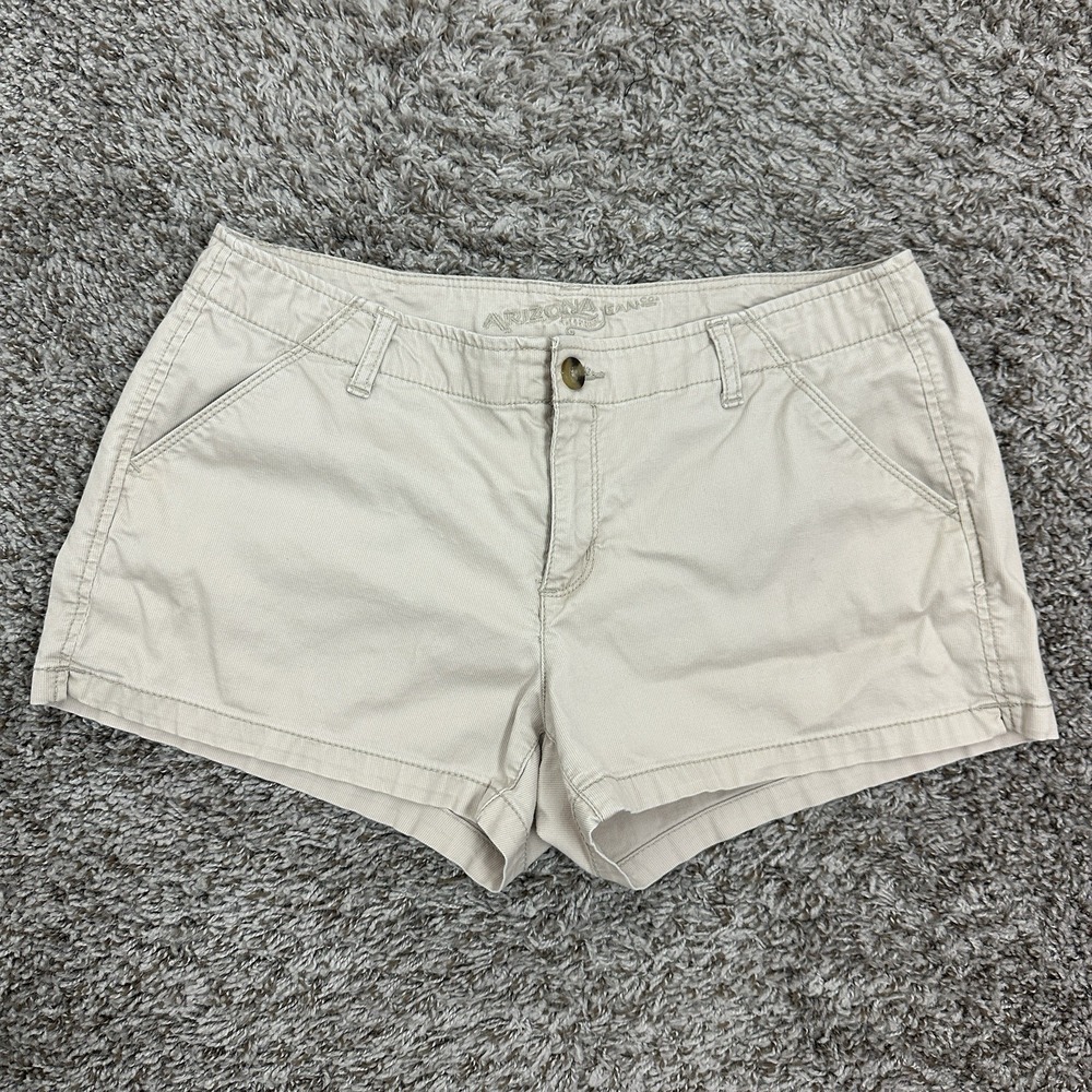 Arizona Co Khaki Low Rise Y2K Micro Mini Booty Shorts Sz 11 Beige 32' Waist